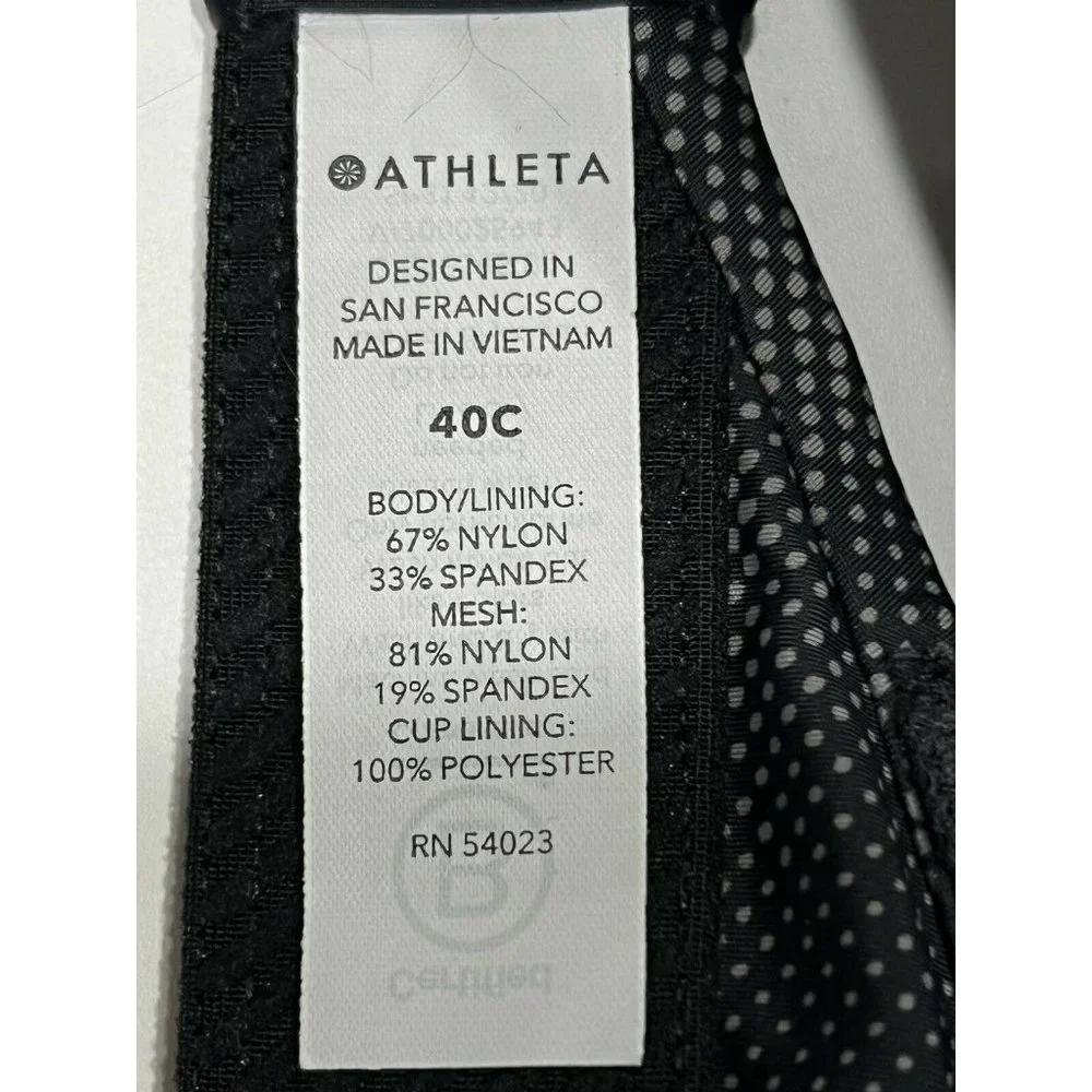 NWT ATHLETA Printed Advance Bra B-DD Sz 40C Black Gray Adjustable Straps - Picture 4 of 5